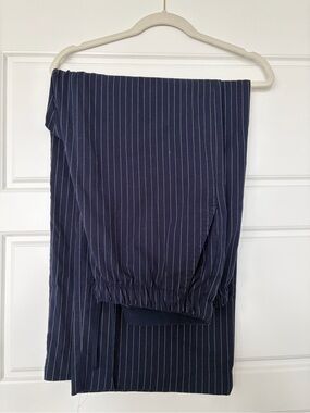 GAP Navy Pinstripe Elastic-Waist Dress Pants